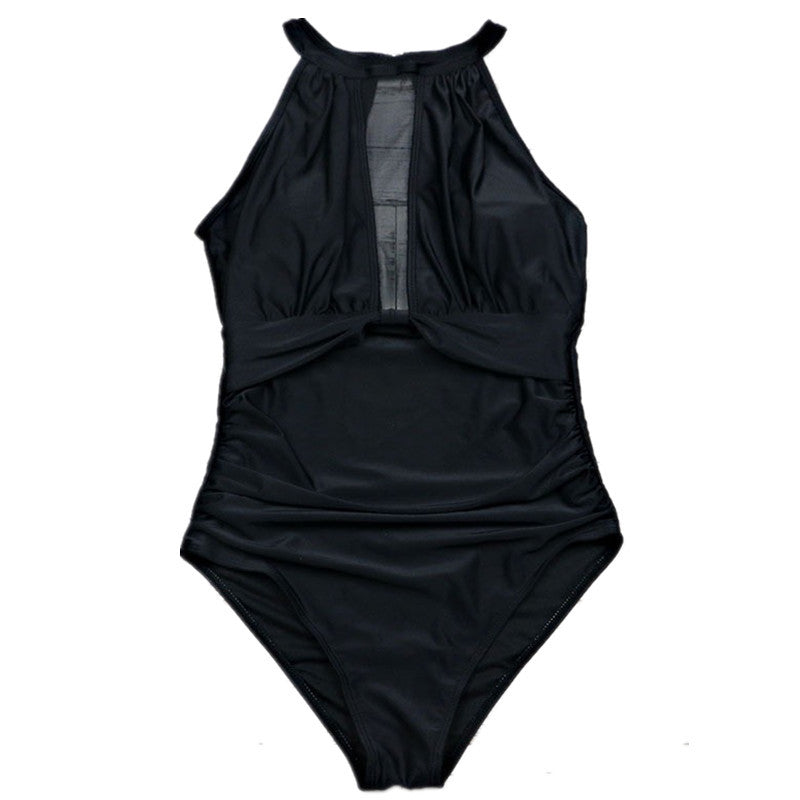 Ladies Swimsuit Chest Mesh Stitching Pleating Craft One Piece Swimsuit Bikini Bella Mia